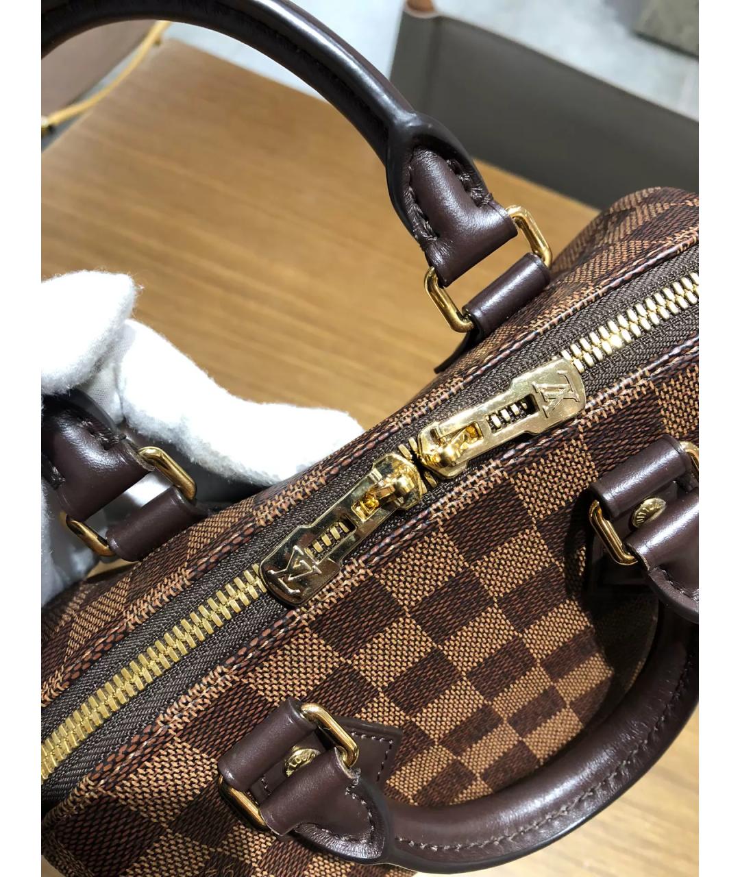 LOUIS VUITTON Коричневая плетеная сумка с короткими ручками, фото 6