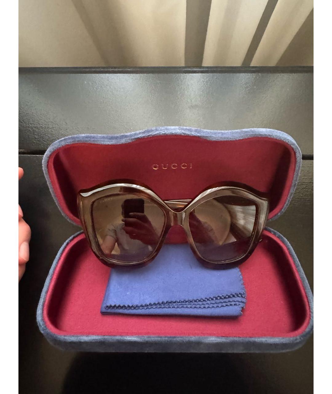 GUCCI Коричневые пластиковые солнцезащитные очки, фото 2