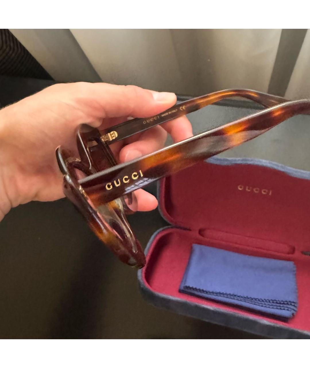 GUCCI Коричневые пластиковые солнцезащитные очки, фото 4