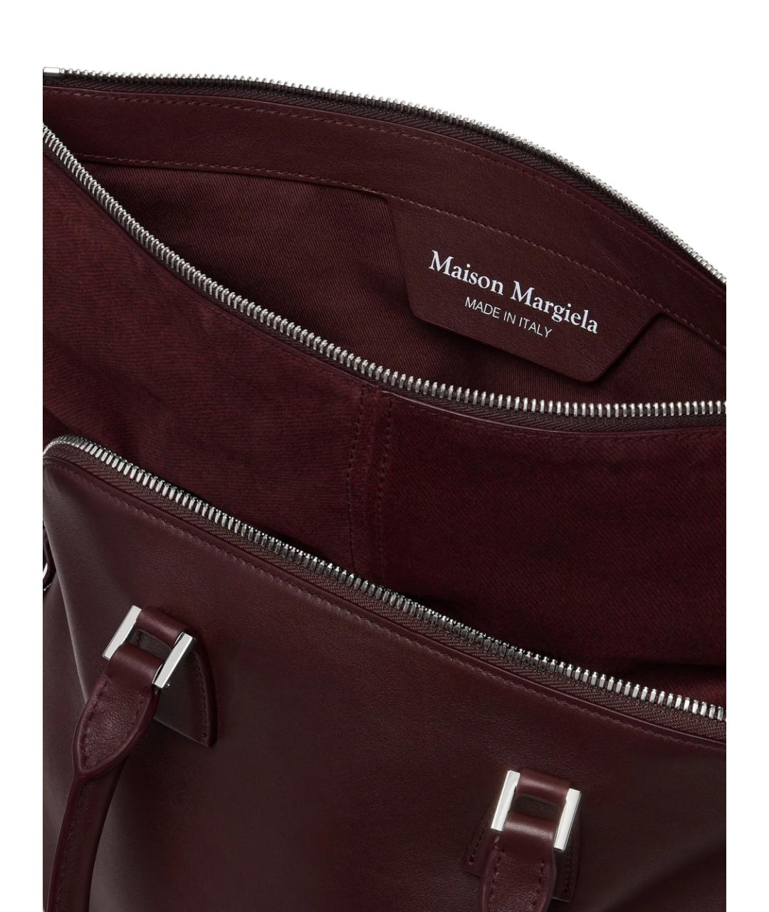 MAISON MARGIELA Бордовая кожаная сумка с короткими ручками, фото 5