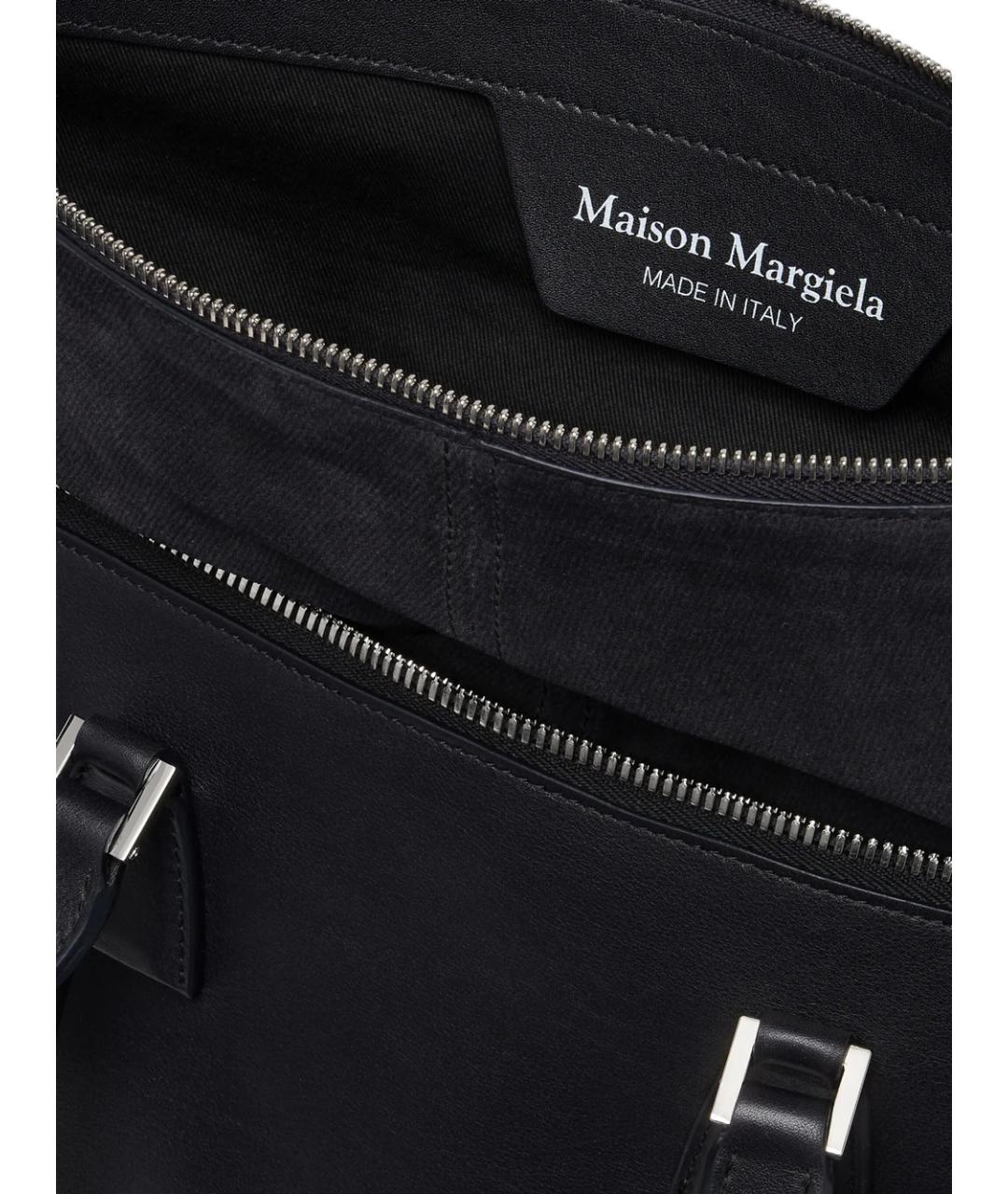 MAISON MARGIELA Серая кожаная сумка с короткими ручками, фото 6