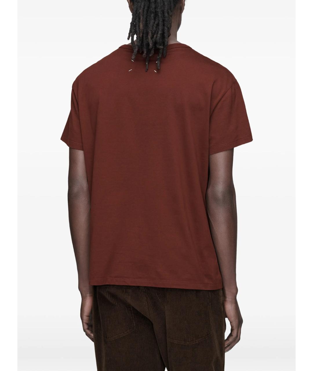 MAISON MARGIELA Бордовая хлопковая футболка, фото 3