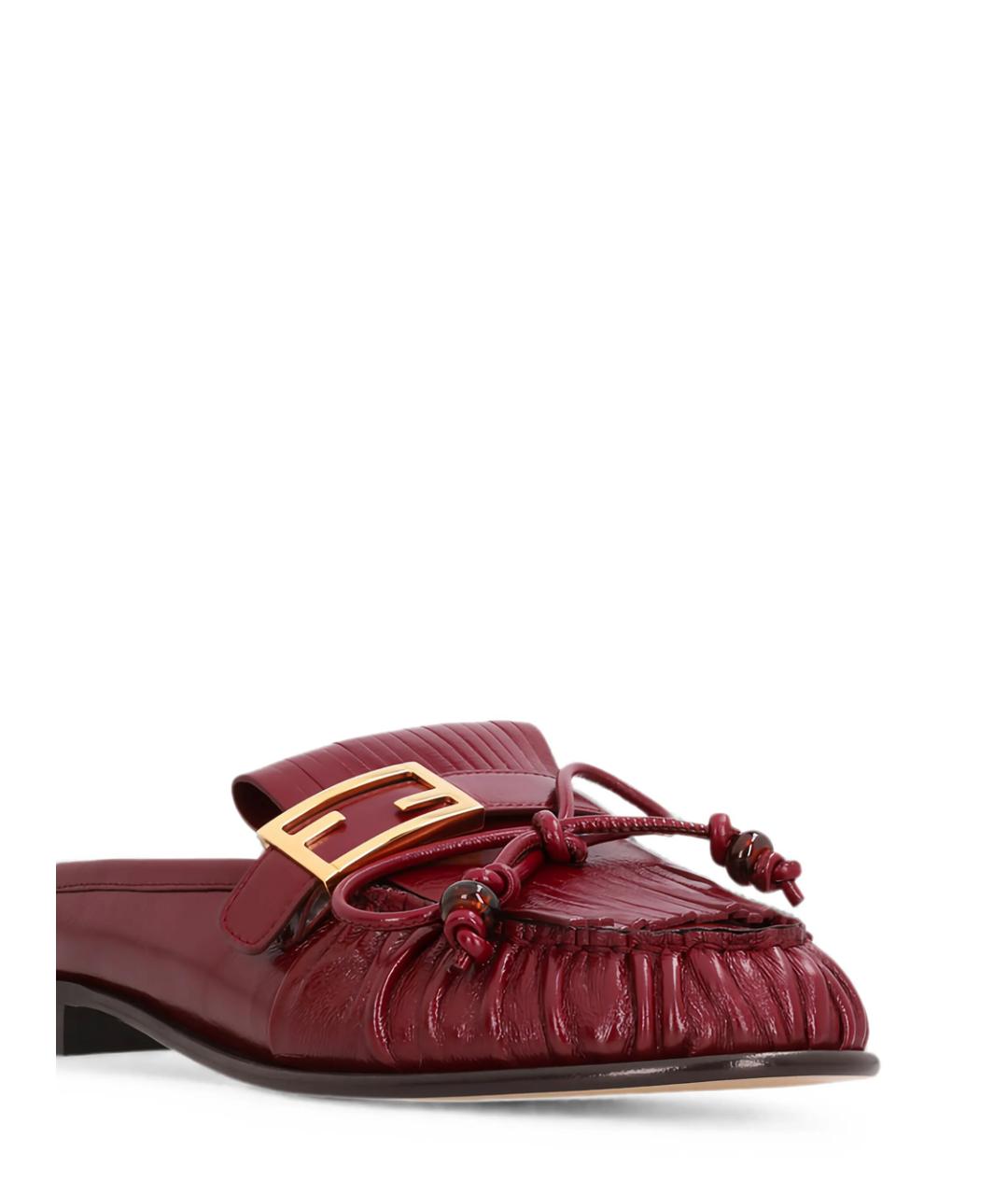FENDI Бордовые кожаные мюли, фото 4