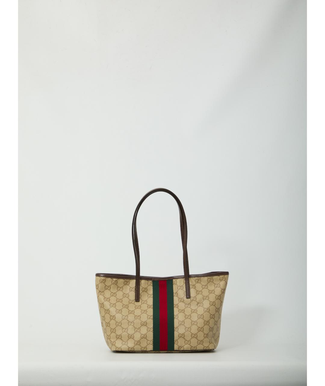 GUCCI Бежевая канва сумка тоут, фото 5