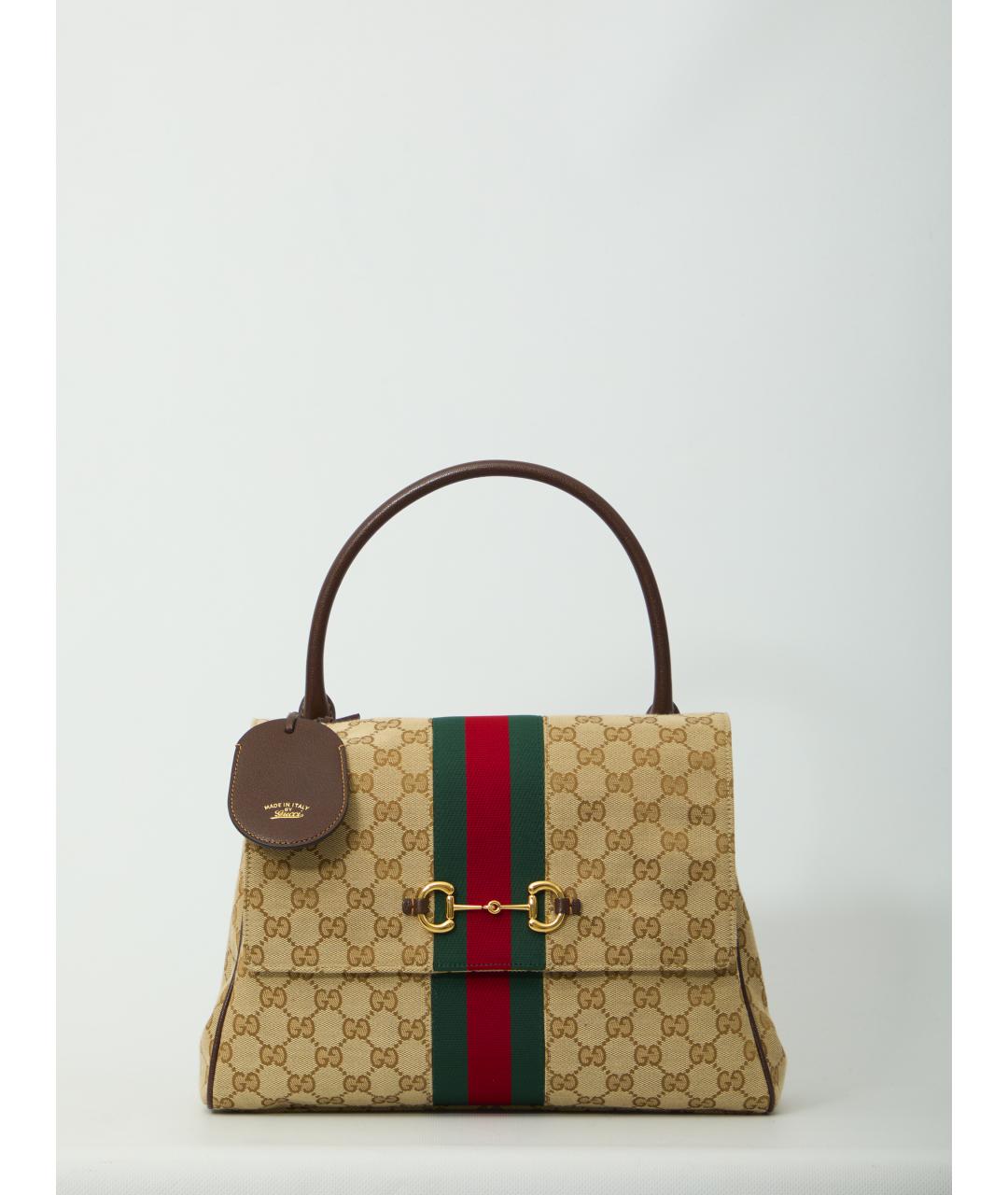 GUCCI Бежевая канва сумка тоут, фото 5