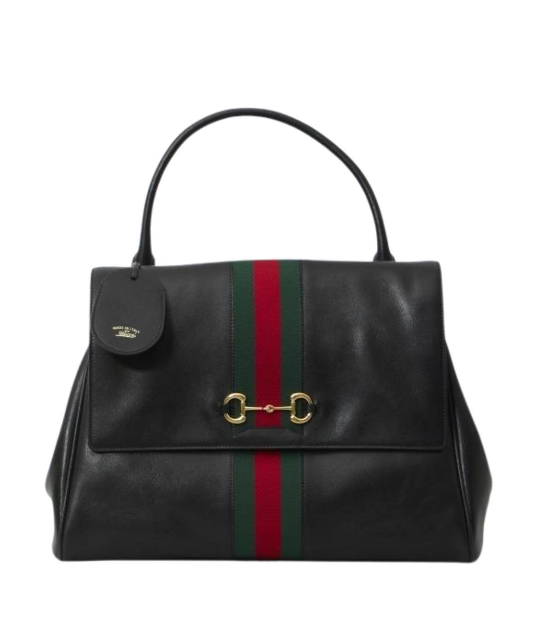 GUCCI Черная кожаная сумка тоут, фото 1