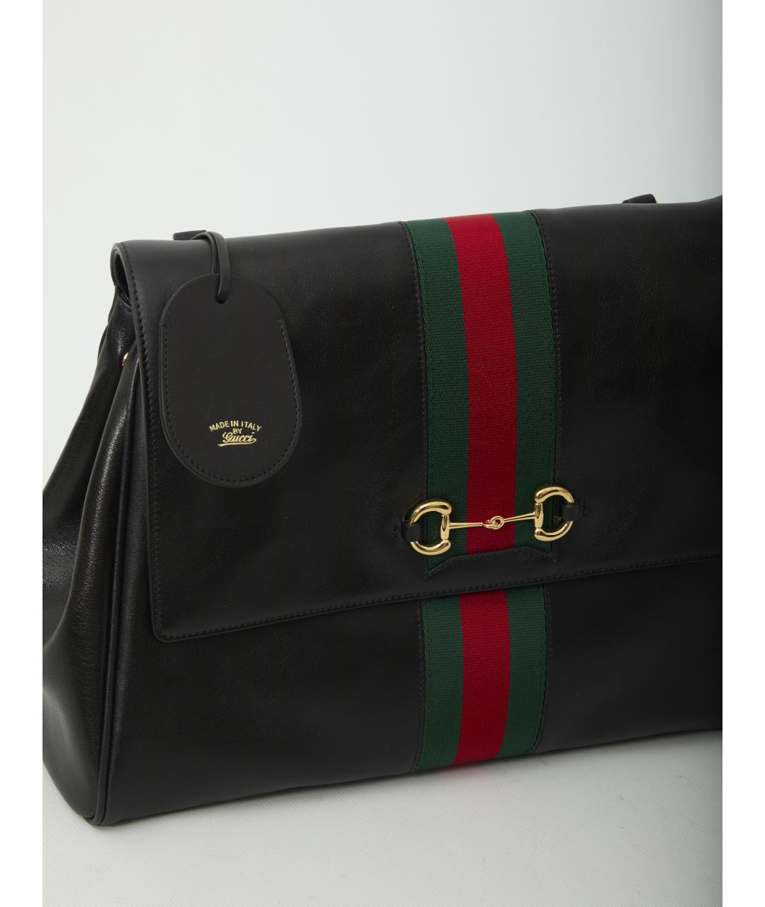GUCCI Черная кожаная сумка тоут, фото 4