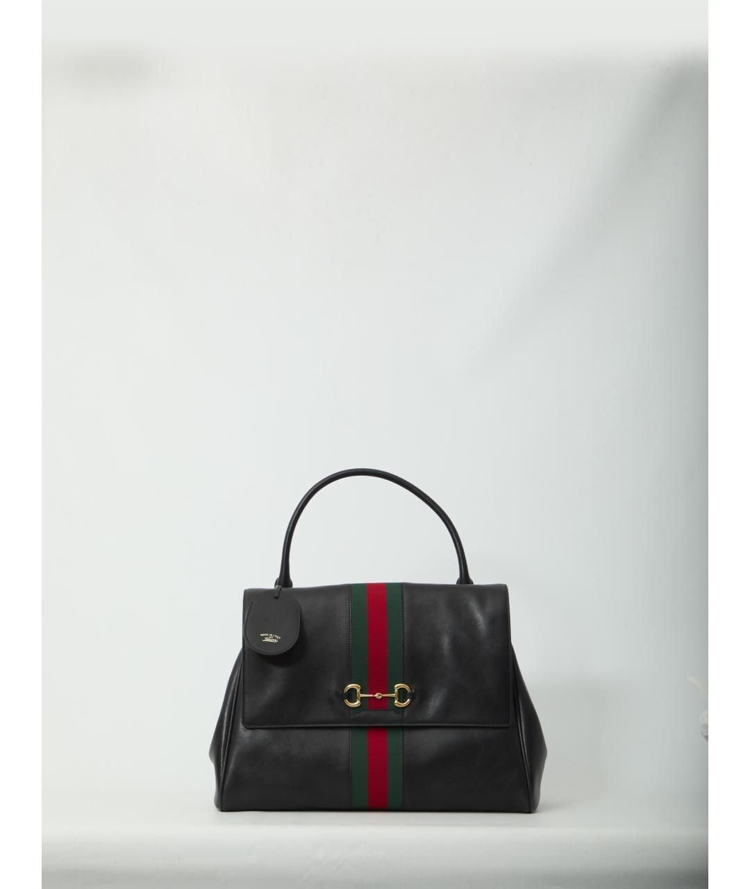 GUCCI Черная кожаная сумка тоут, фото 5