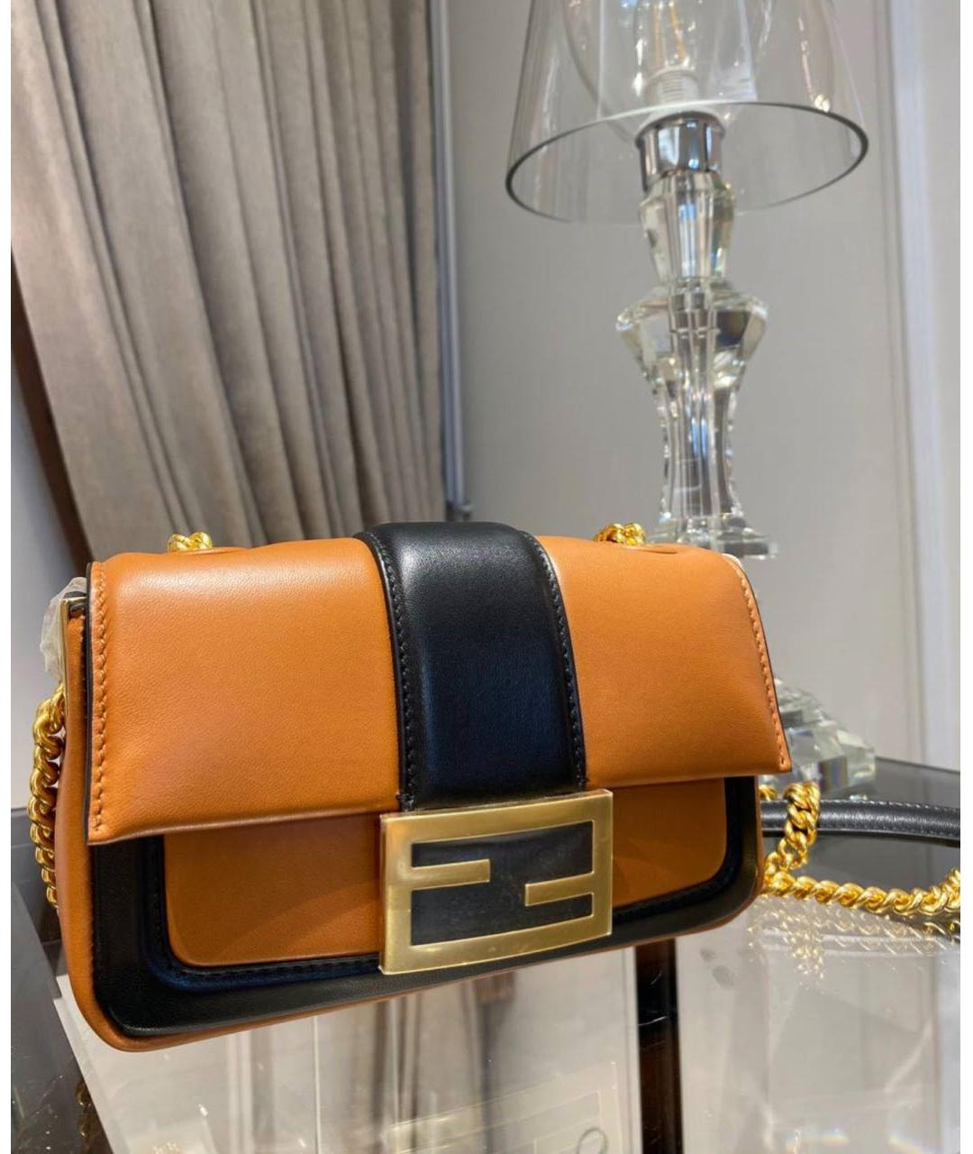 FENDI Коричневая кожаная сумка через плечо, фото 5