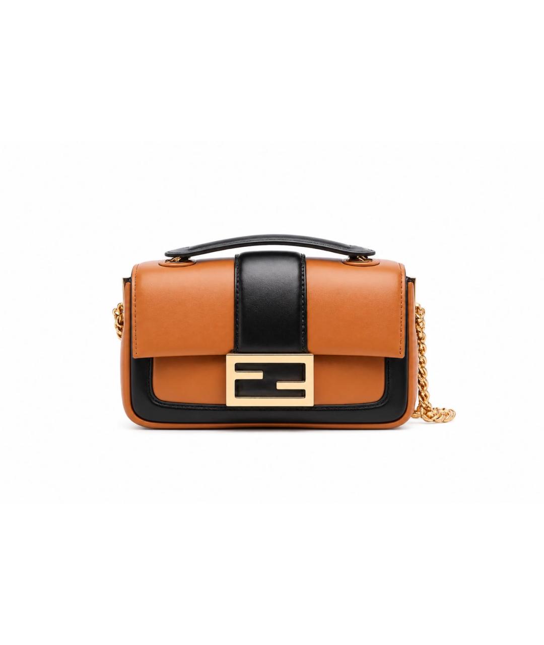 FENDI Коричневая кожаная сумка через плечо, фото 6