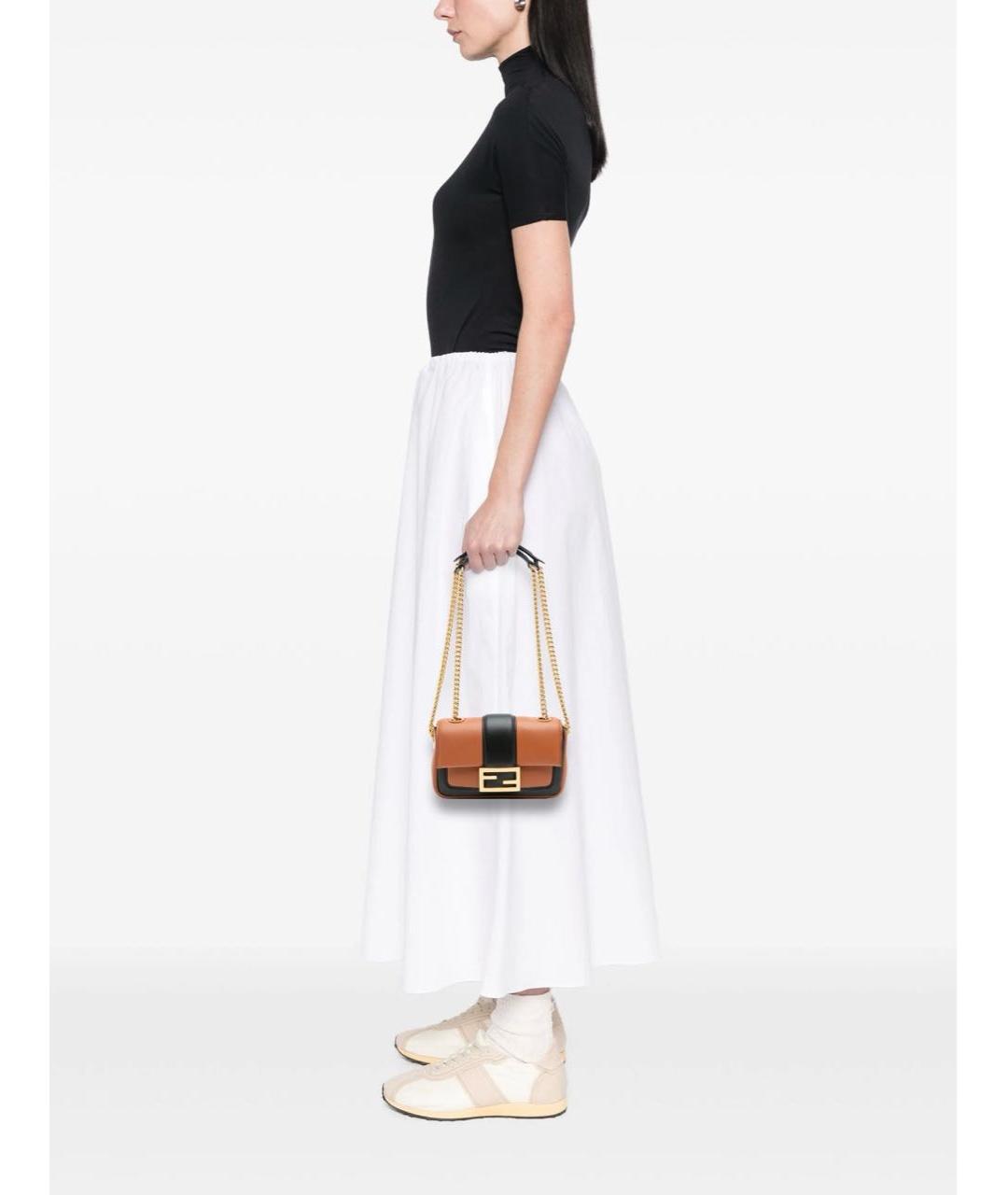 FENDI Коричневая кожаная сумка через плечо, фото 2