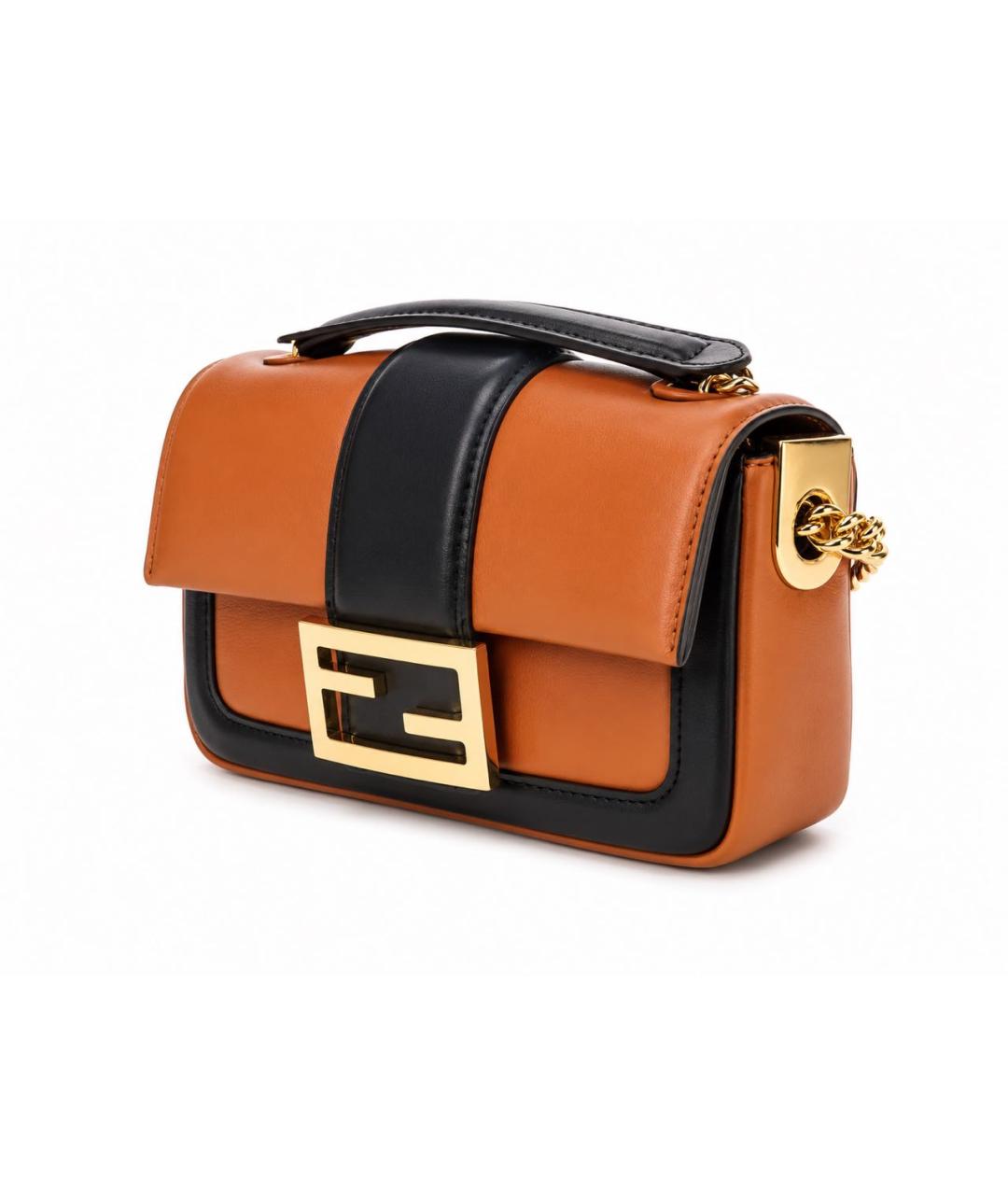 FENDI Коричневая кожаная сумка через плечо, фото 3