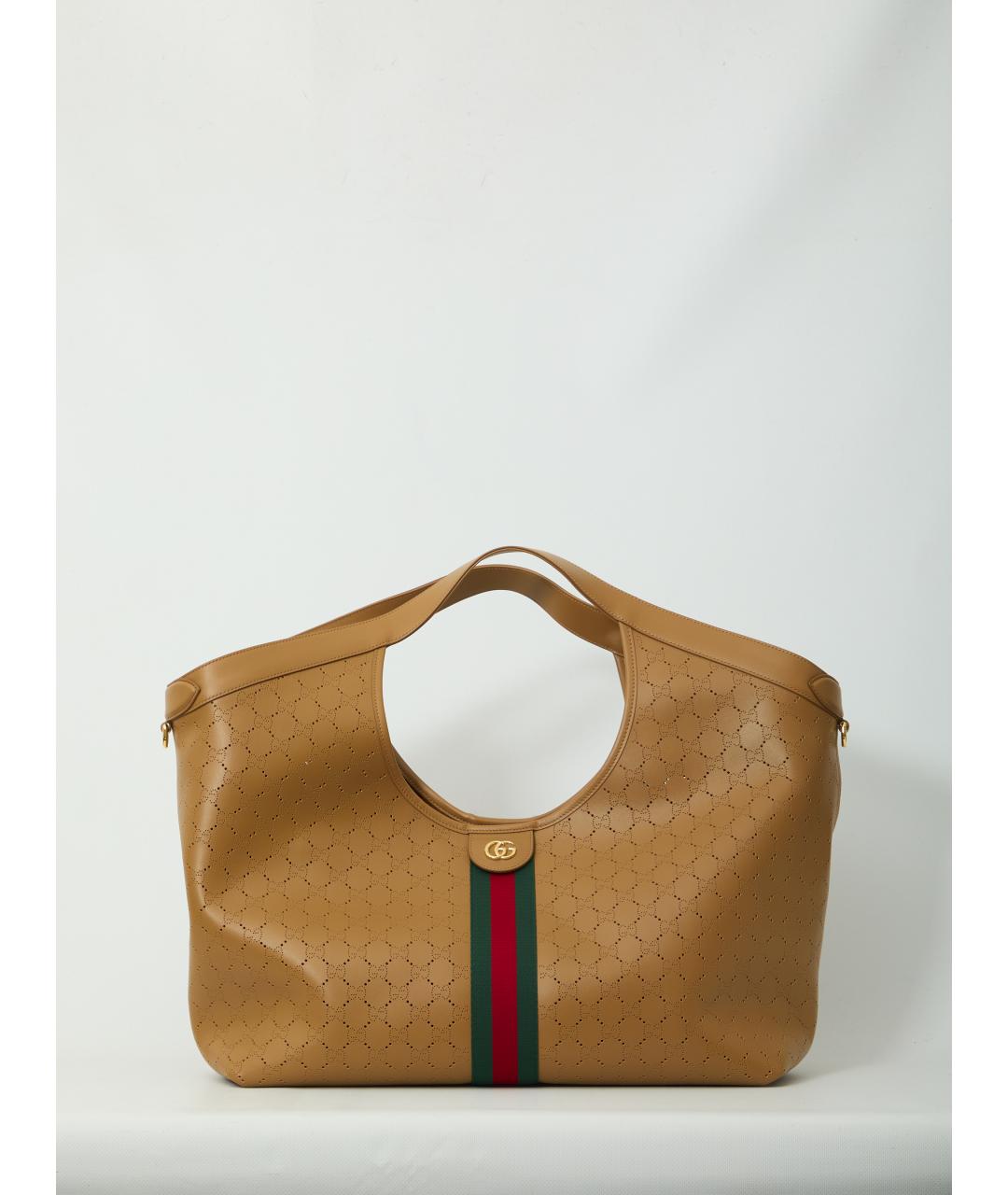 GUCCI Коричневая кожаная сумка тоут, фото 5