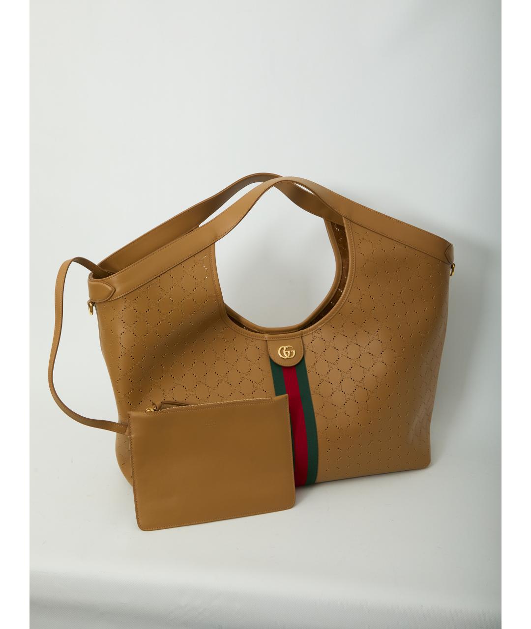GUCCI Коричневая кожаная сумка тоут, фото 4