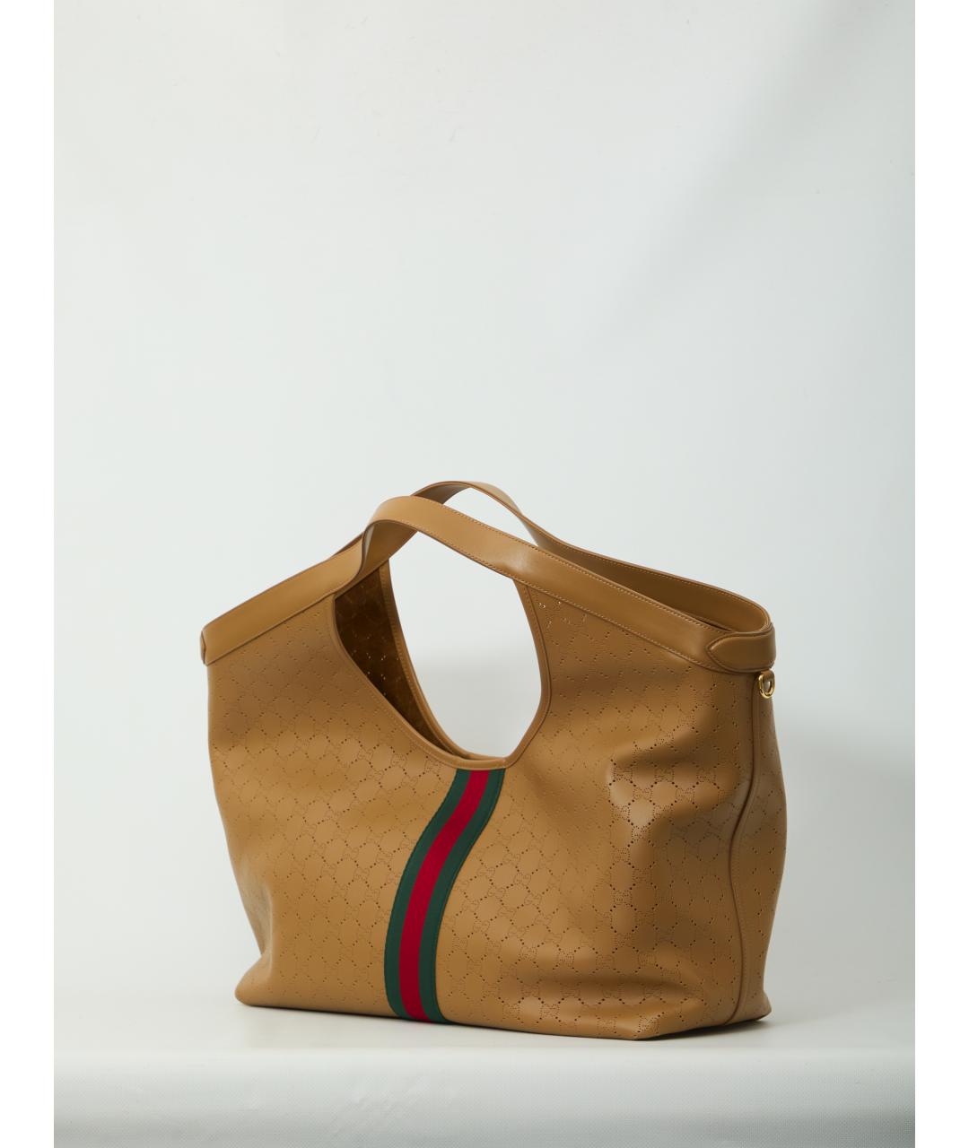 GUCCI Коричневая кожаная сумка тоут, фото 2