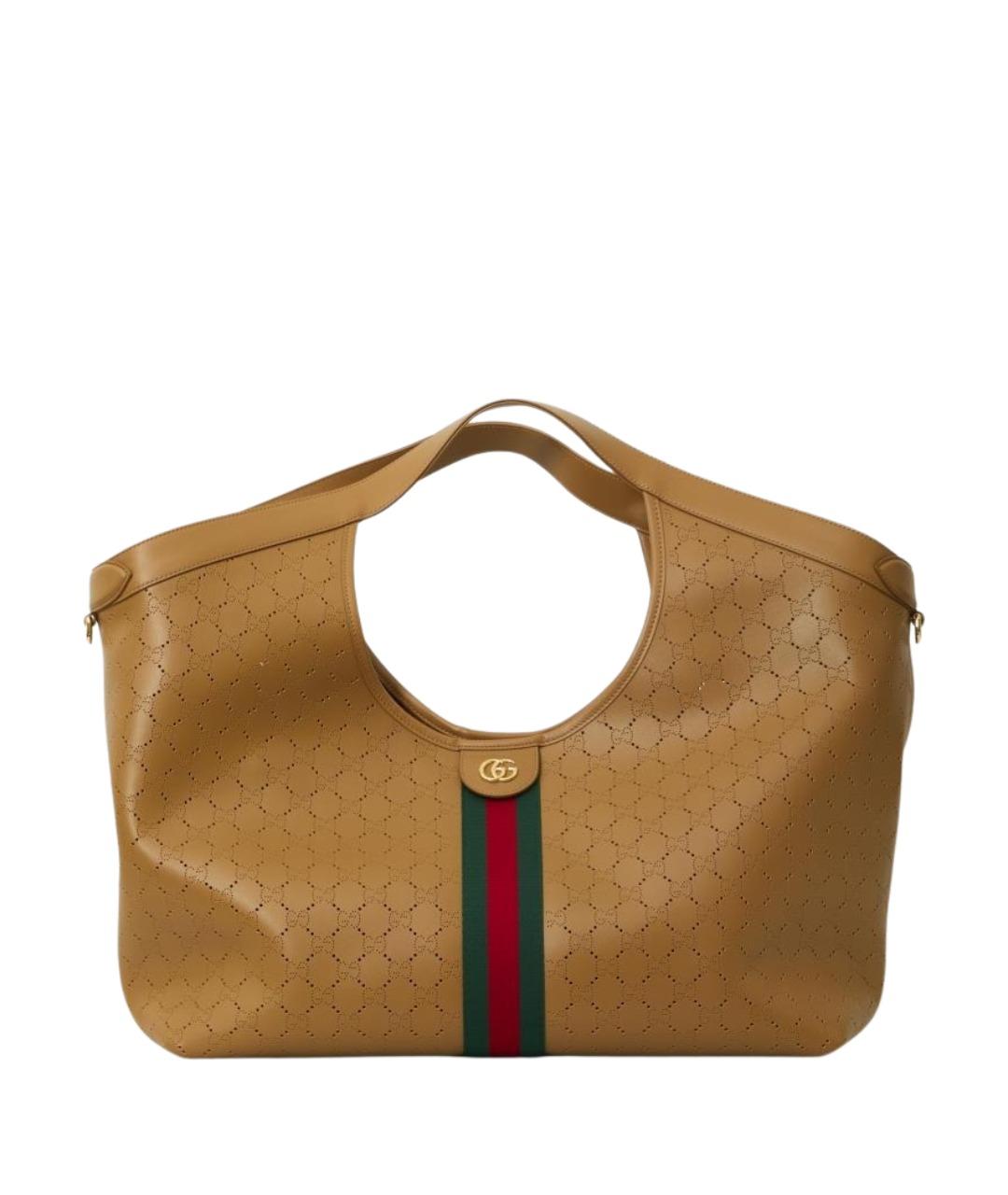 GUCCI Коричневая кожаная сумка тоут, фото 1