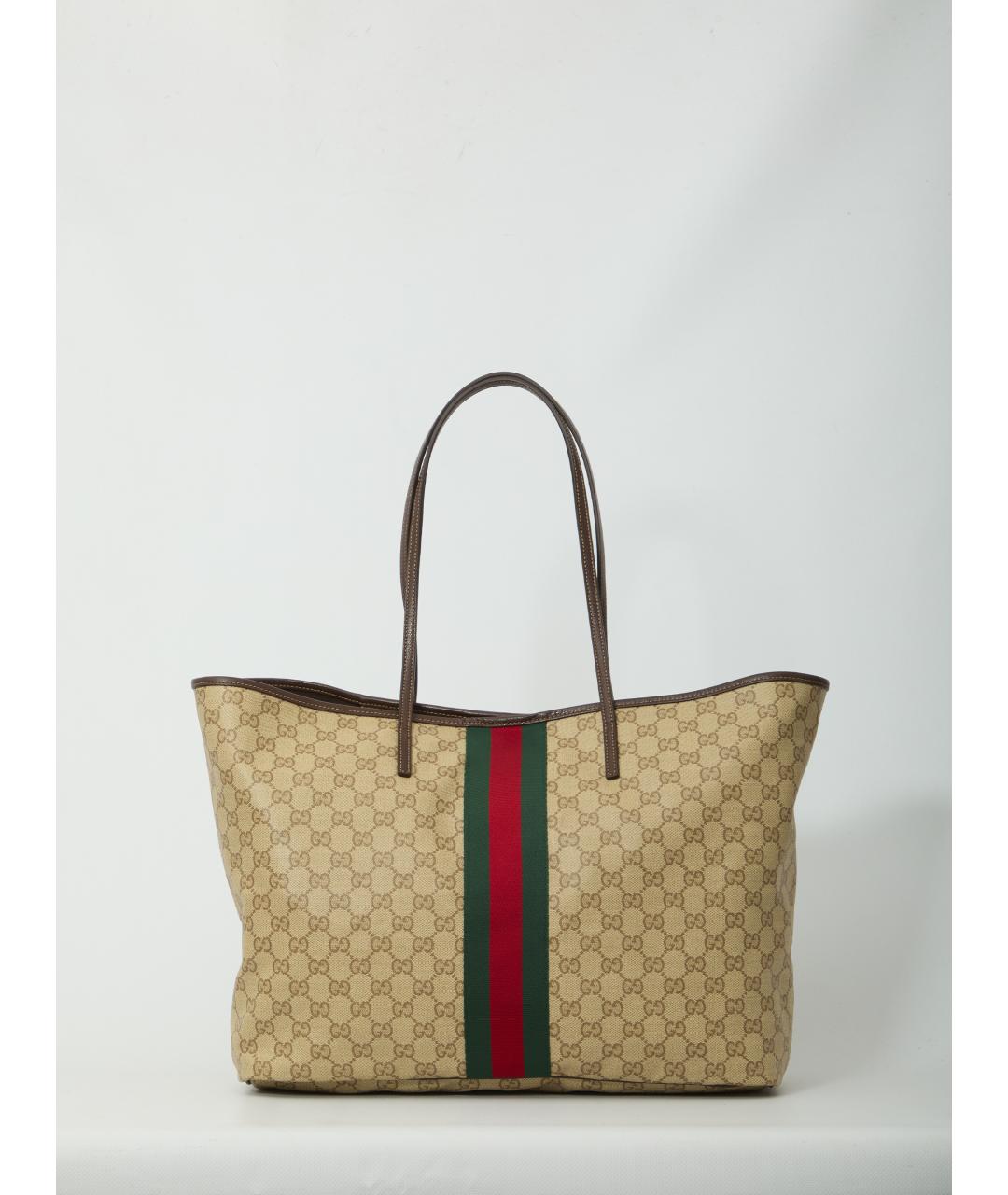 GUCCI Бежевая канва сумка тоут, фото 5