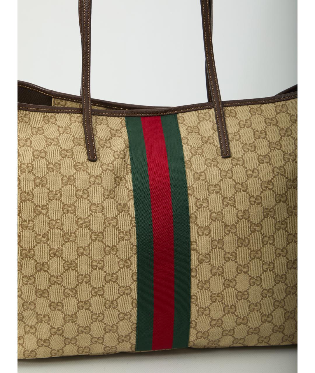 GUCCI Бежевая канва сумка тоут, фото 4