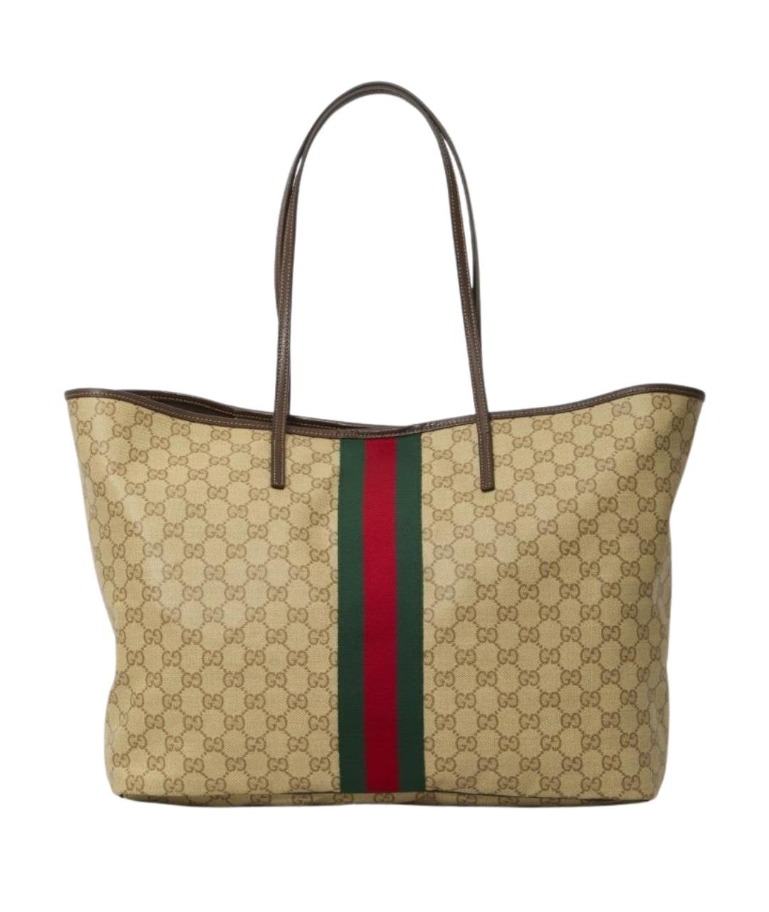 GUCCI Бежевая канва сумка тоут, фото 1