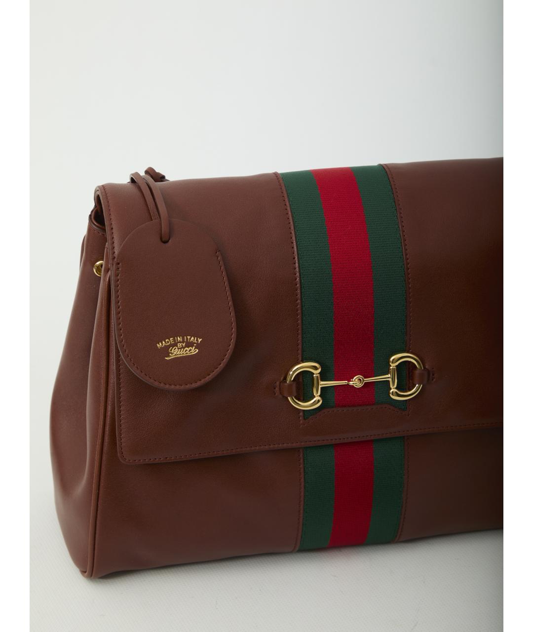 GUCCI Коричневая кожаная сумка тоут, фото 4