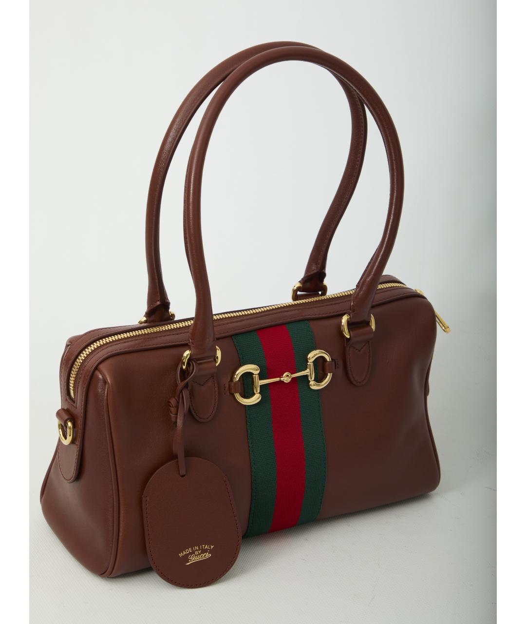 GUCCI Коричневая кожаная сумка через плечо, фото 4