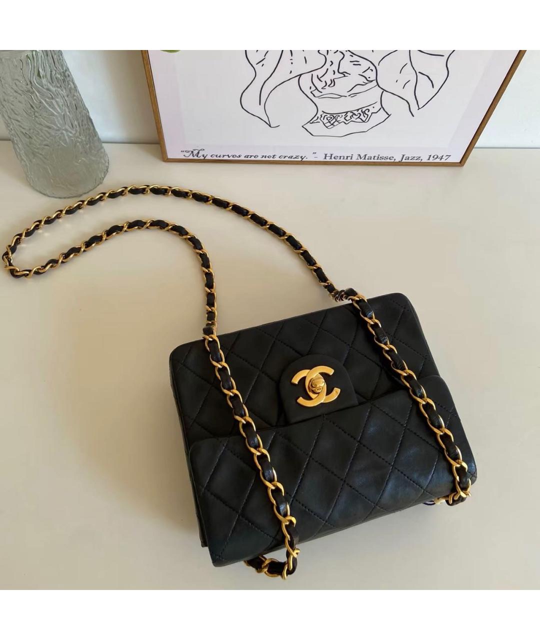 CHANEL Черная кожаная сумка через плечо, фото 4