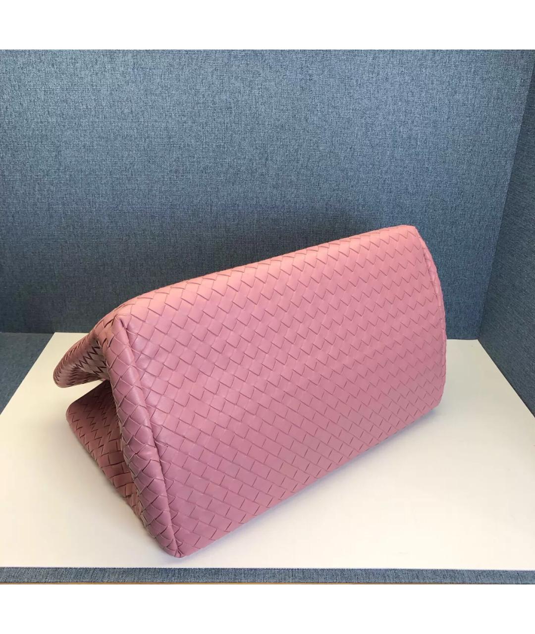 BOTTEGA VENETA Розовая плетеная сумка с короткими ручками, фото 5