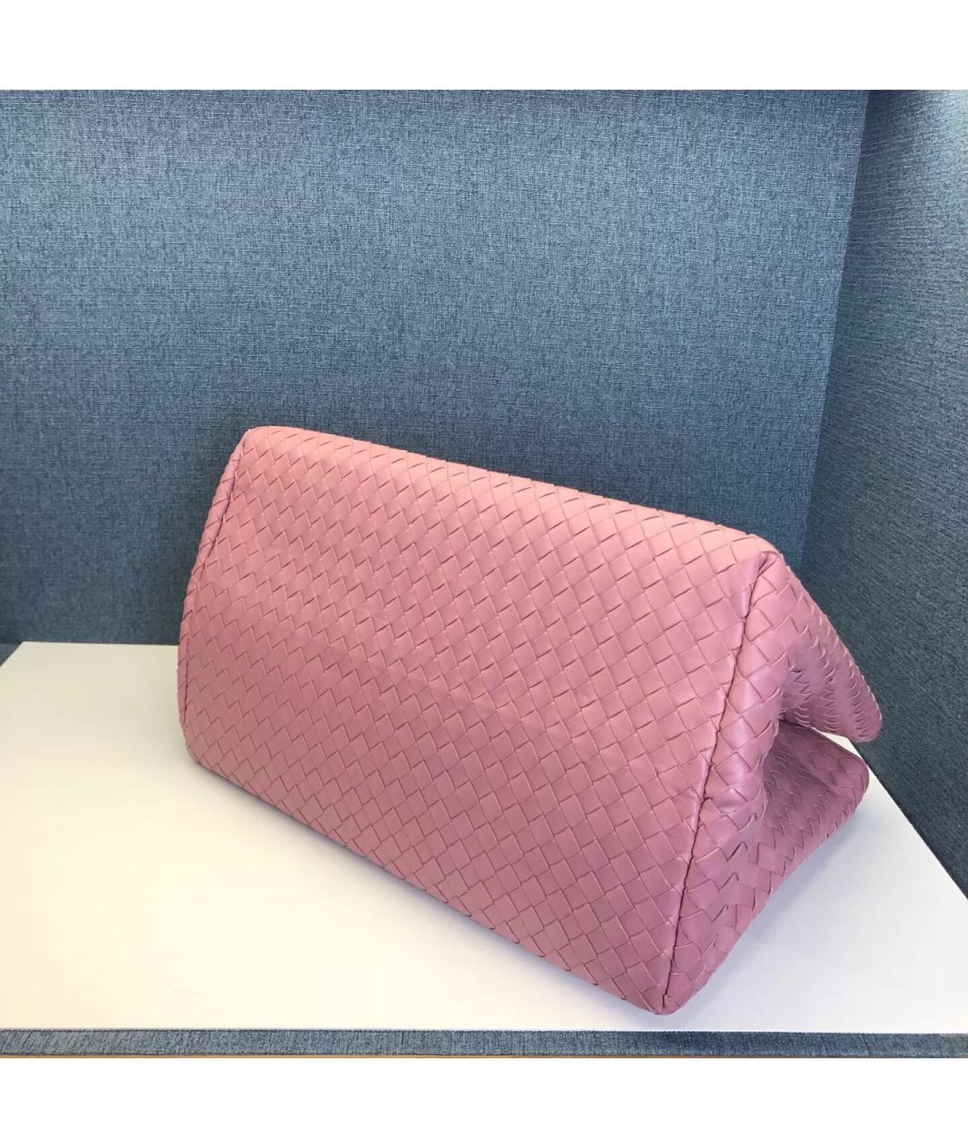 BOTTEGA VENETA Розовая плетеная сумка с короткими ручками, фото 6