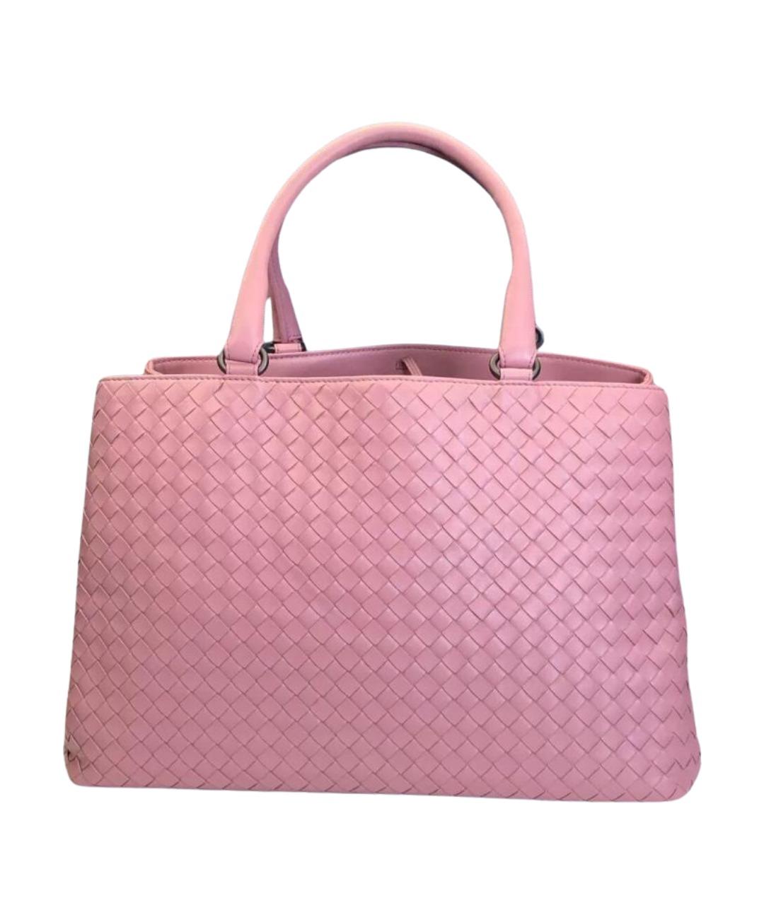 BOTTEGA VENETA Розовая плетеная сумка с короткими ручками, фото 1