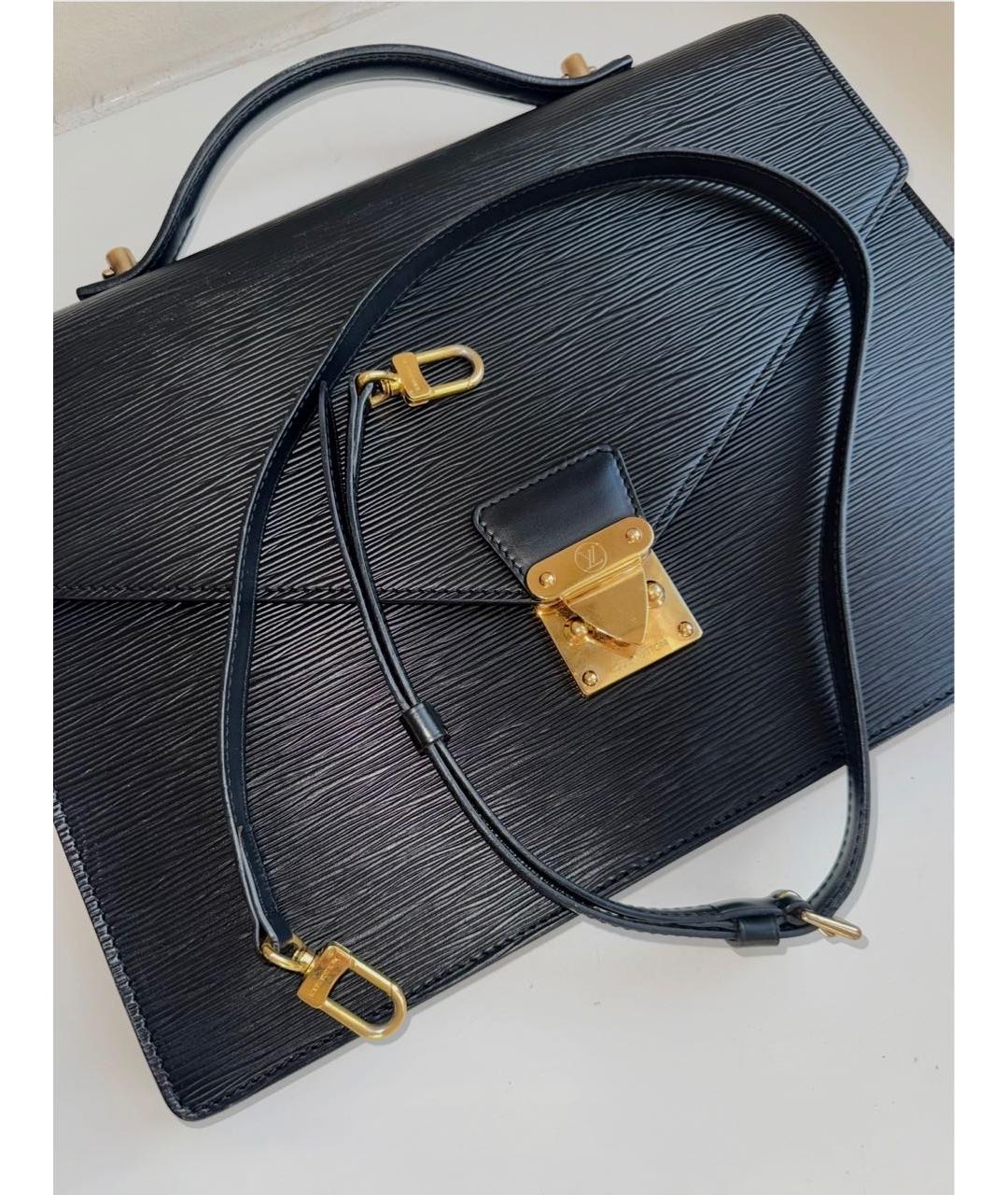 LOUIS VUITTON Черный кожаный портфель, фото 5