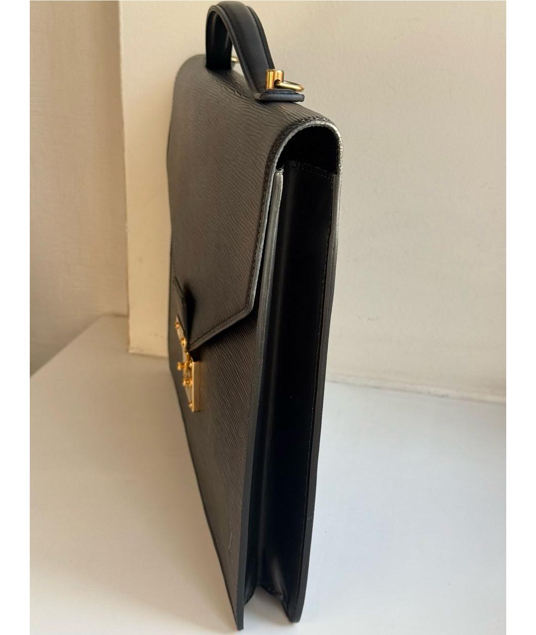 LOUIS VUITTON Черный кожаный портфель, фото 3