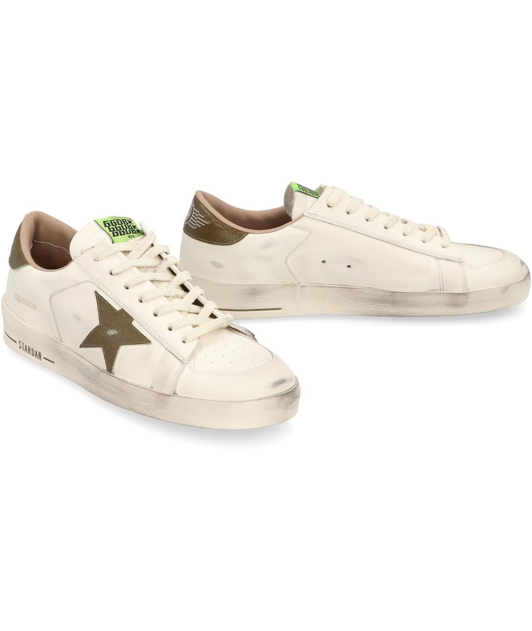 GOLDEN GOOSE Белые кожаные низкие кроссовки / кеды, фото 2