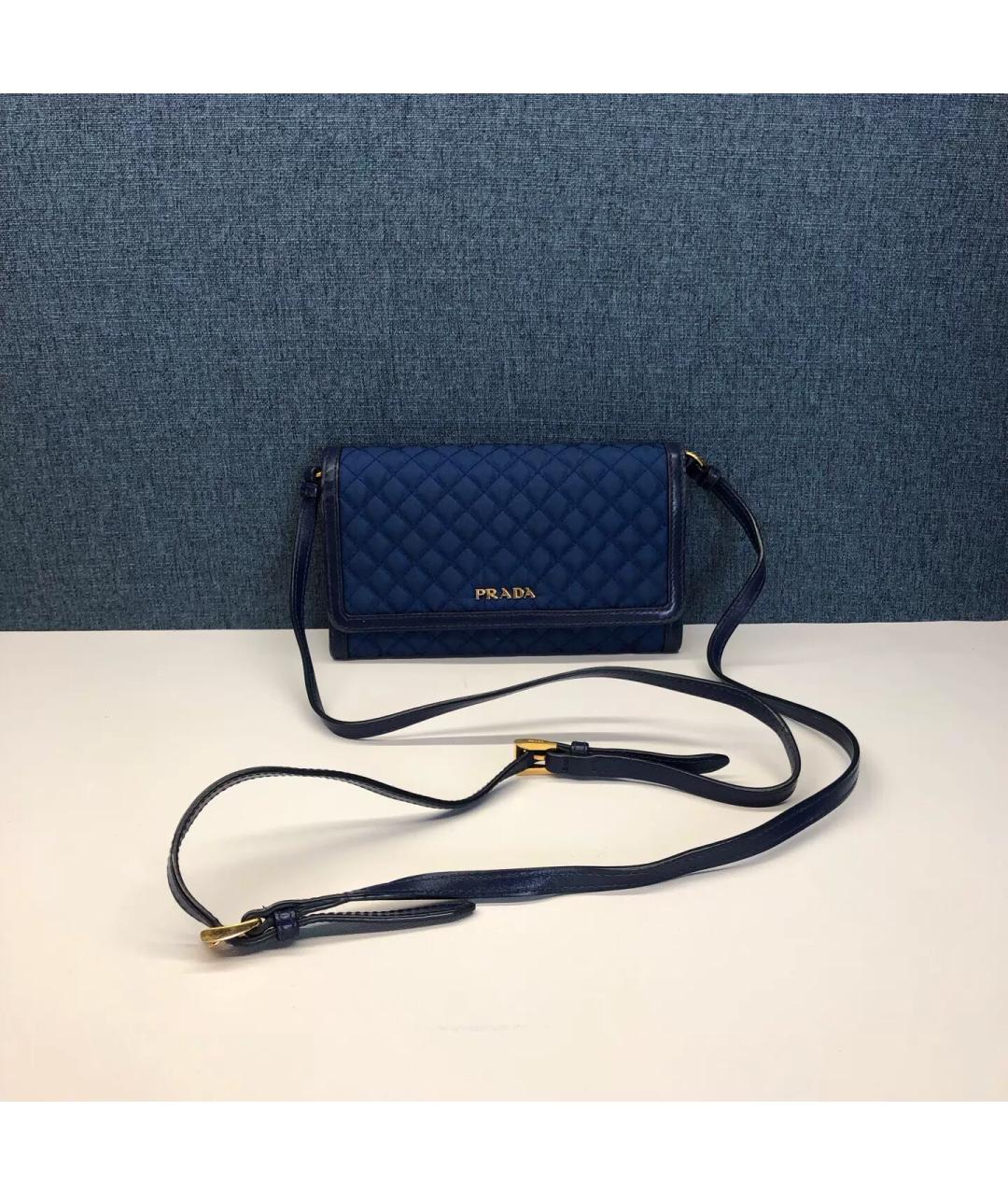 PRADA Темно-синяя кожаная сумка через плечо, фото 8