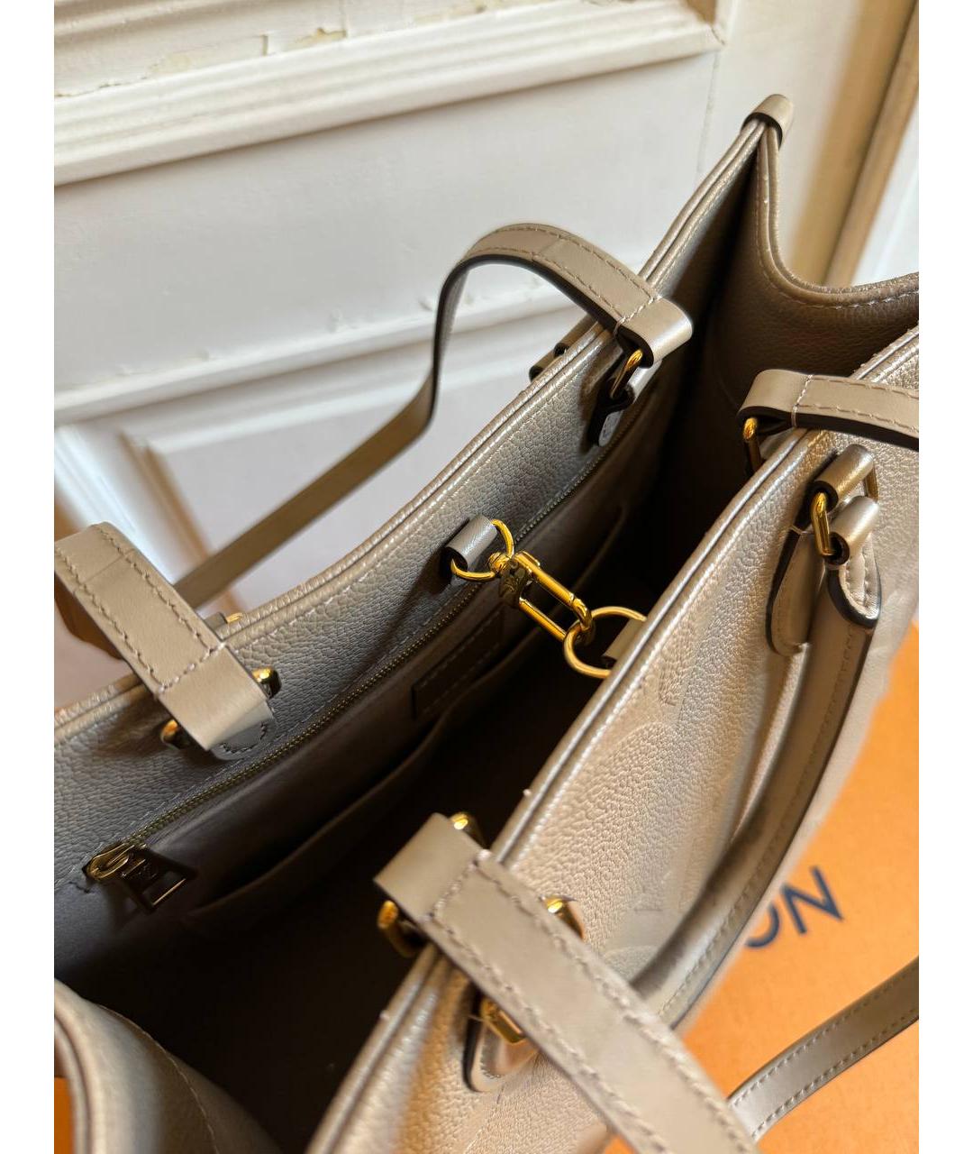 LOUIS VUITTON Серая кожаная сумка тоут, фото 5