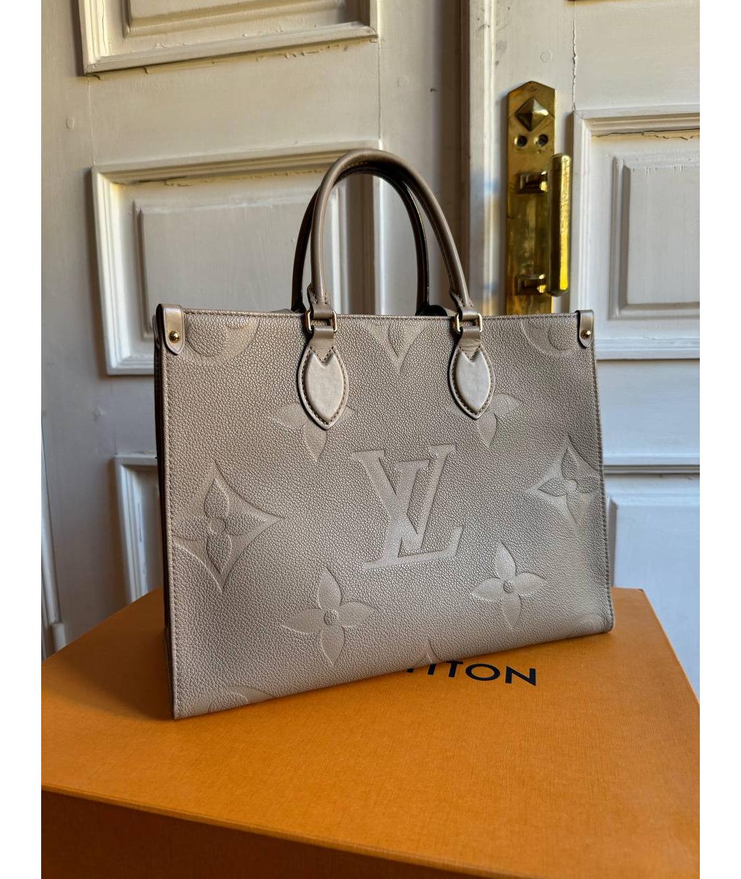 LOUIS VUITTON Серая кожаная сумка тоут, фото 6