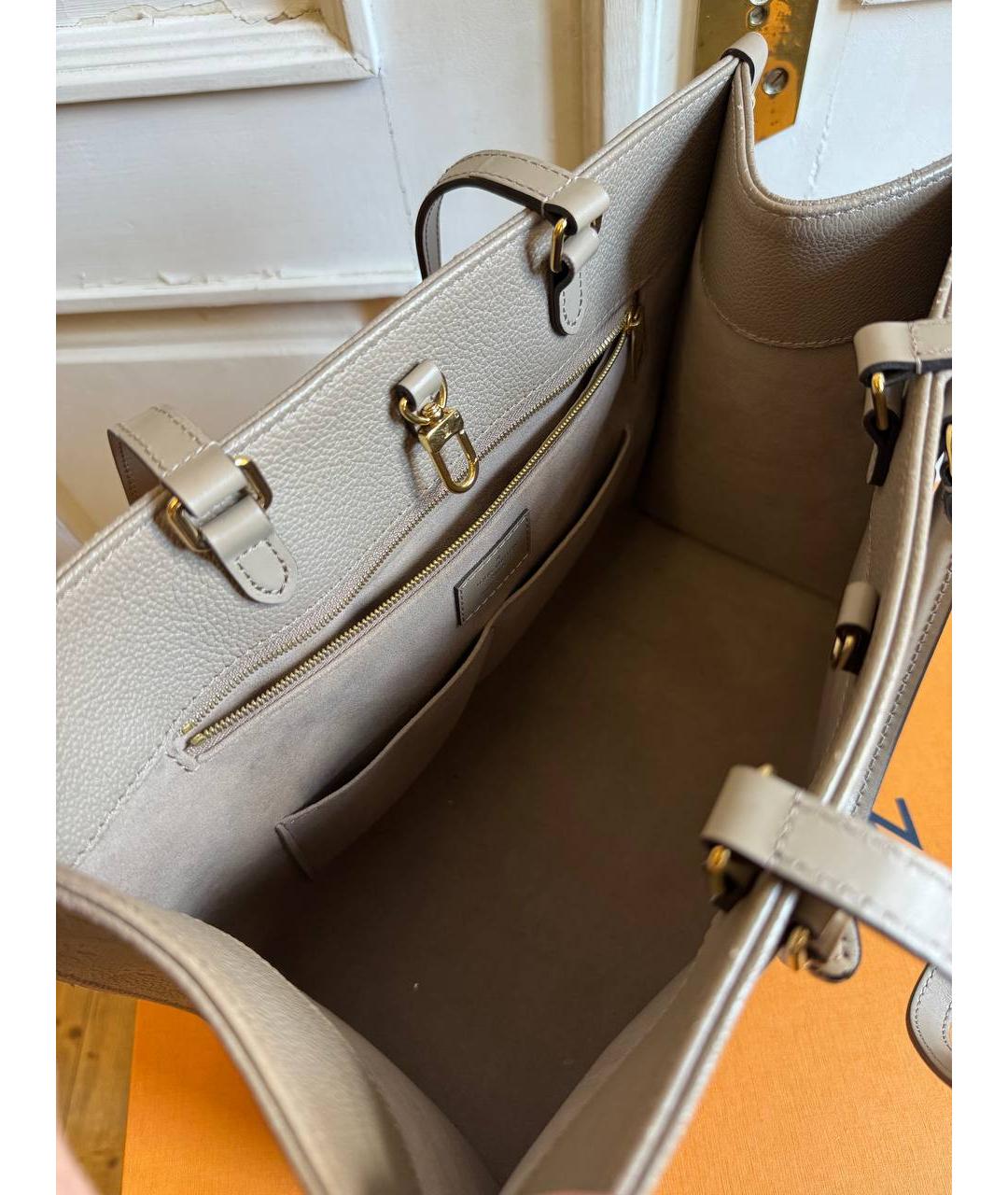 LOUIS VUITTON Серая кожаная сумка тоут, фото 3