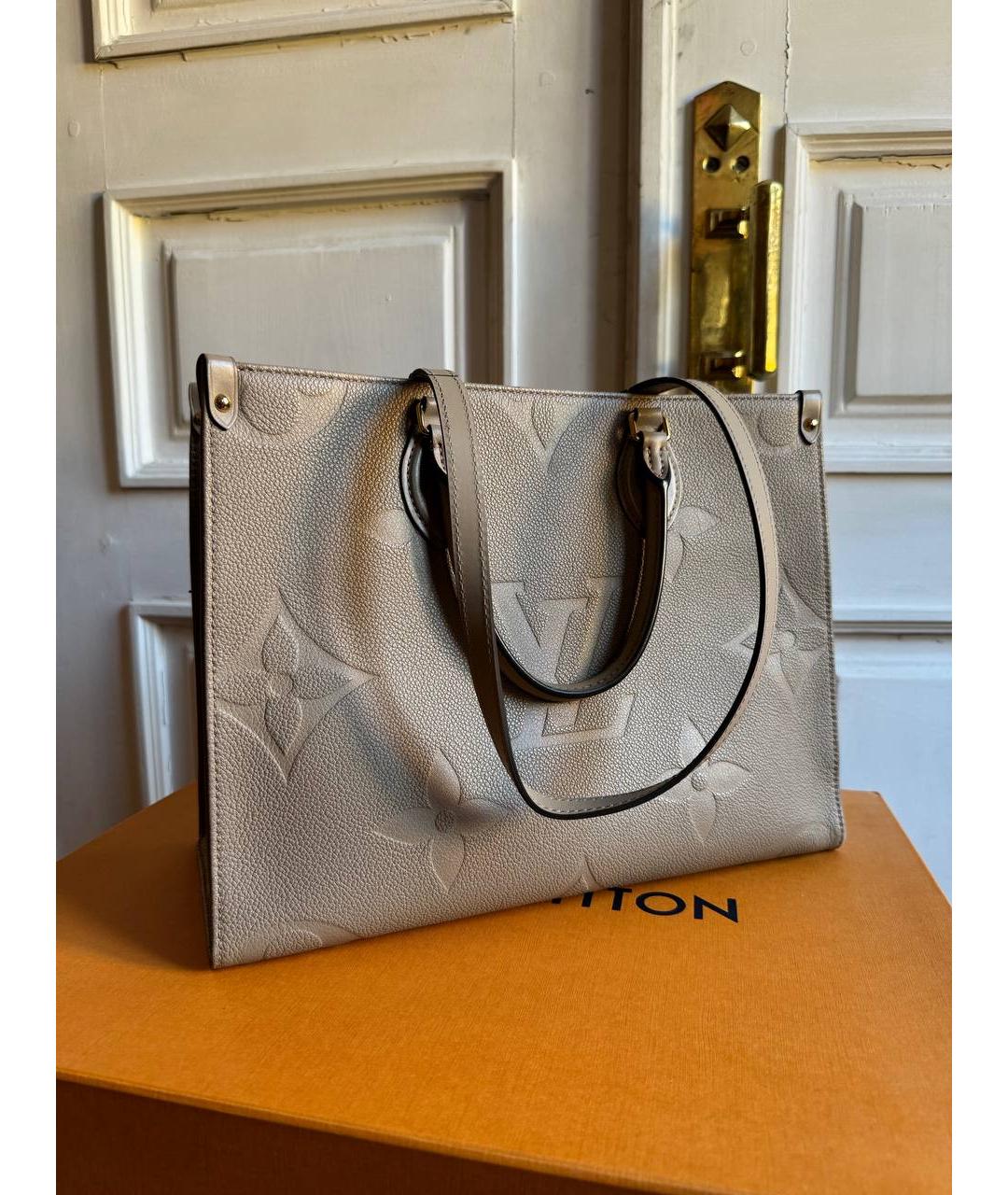 LOUIS VUITTON Серая кожаная сумка тоут, фото 2