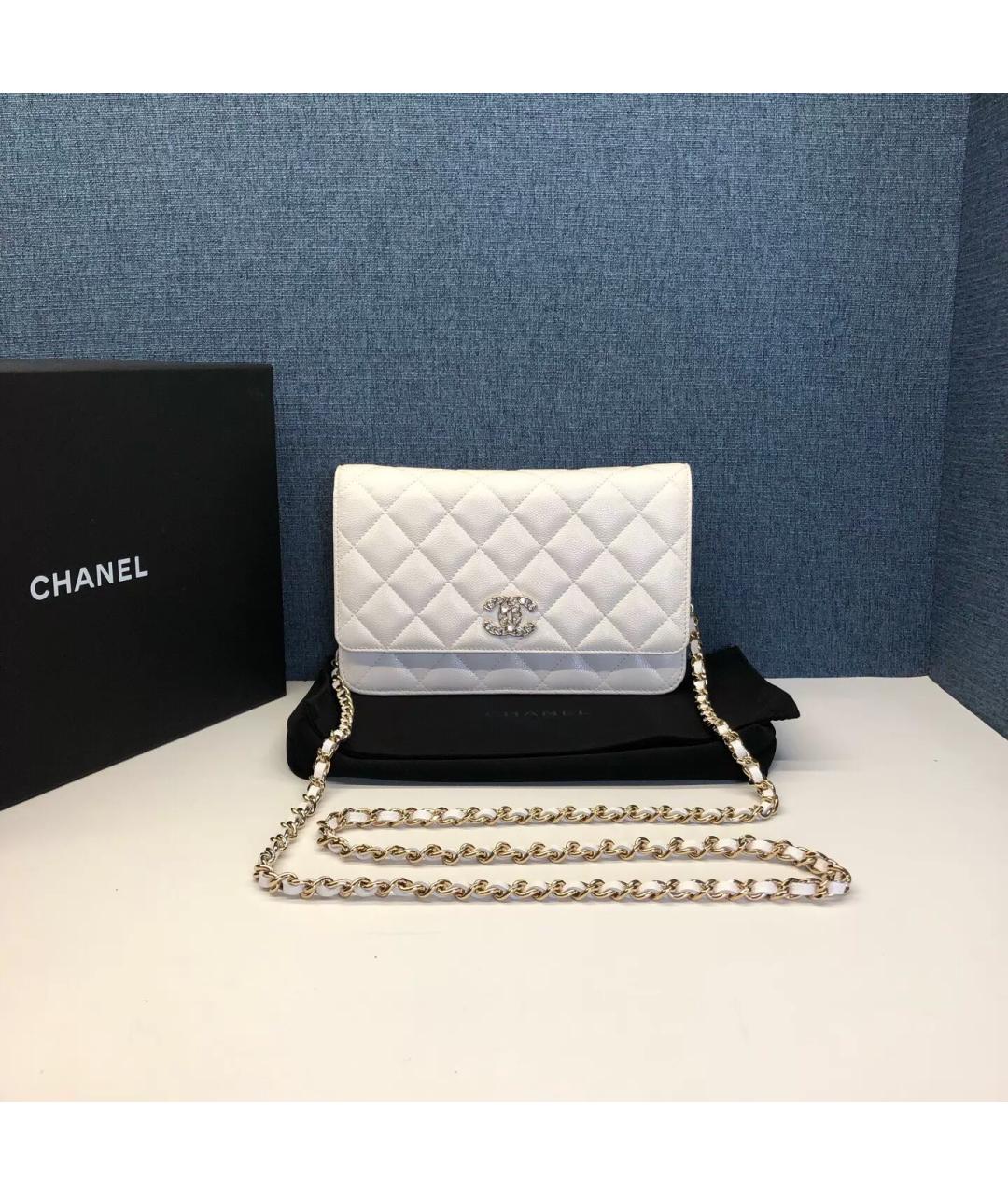 CHANEL Белая кожаная сумка через плечо, фото 8