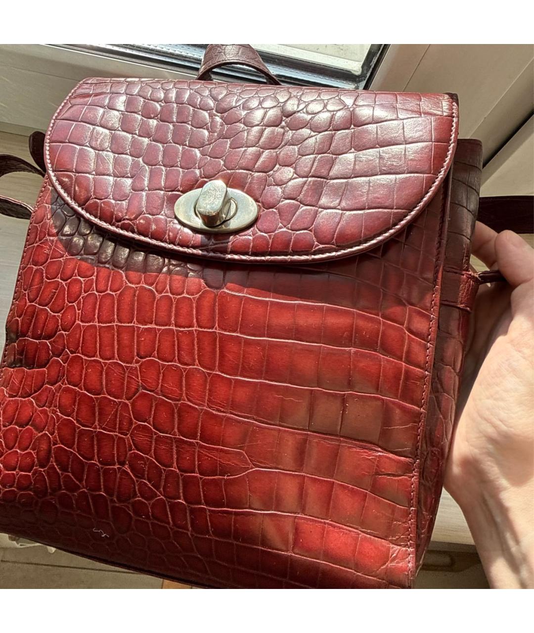 VERSACE Бордовая кожаная сумка через плечо, фото 5