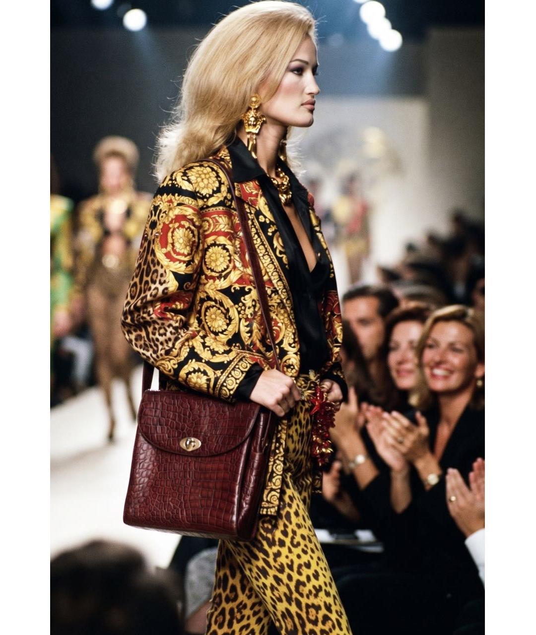 VERSACE Бордовая кожаная сумка через плечо, фото 6