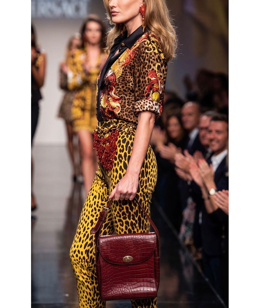 VERSACE Бордовая кожаная сумка через плечо, фото 7