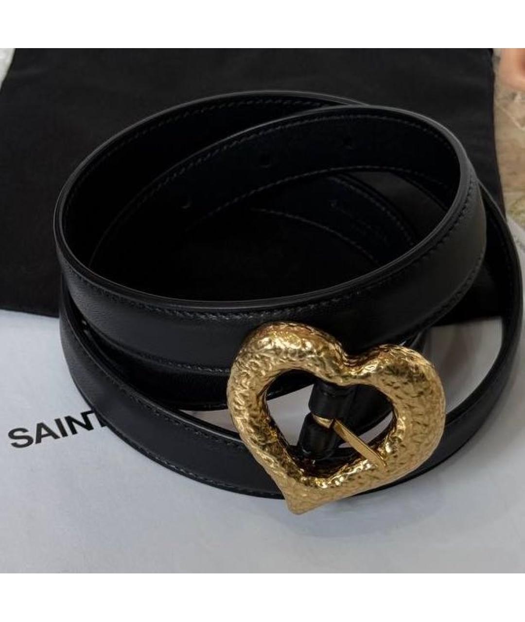 SAINT LAURENT Черный кожаный ремень, фото 3
