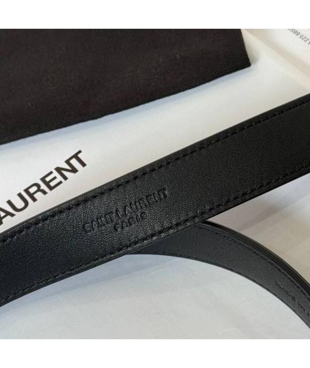 SAINT LAURENT Черный кожаный ремень, фото 6