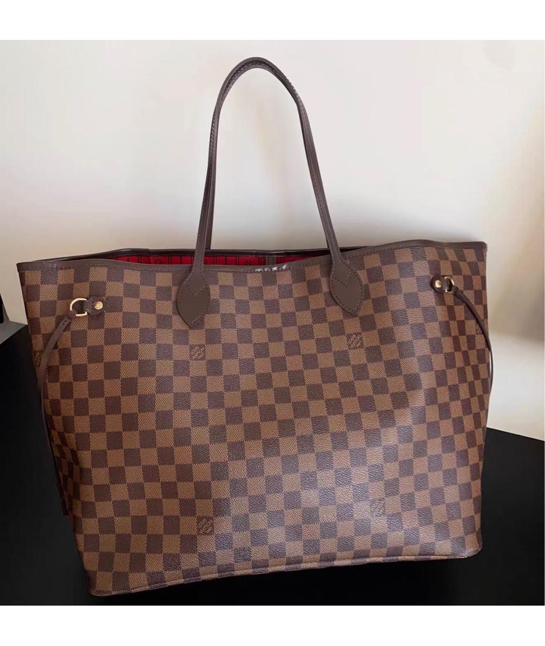 LOUIS VUITTON Коричневая кожаная сумка тоут, фото 8