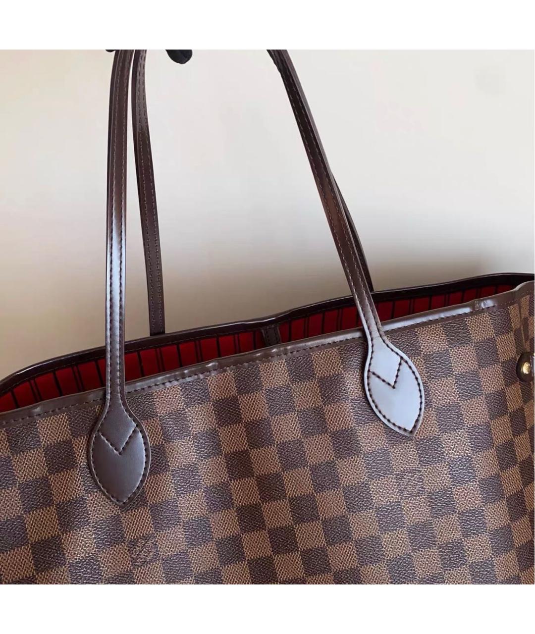 LOUIS VUITTON Коричневая кожаная сумка тоут, фото 4