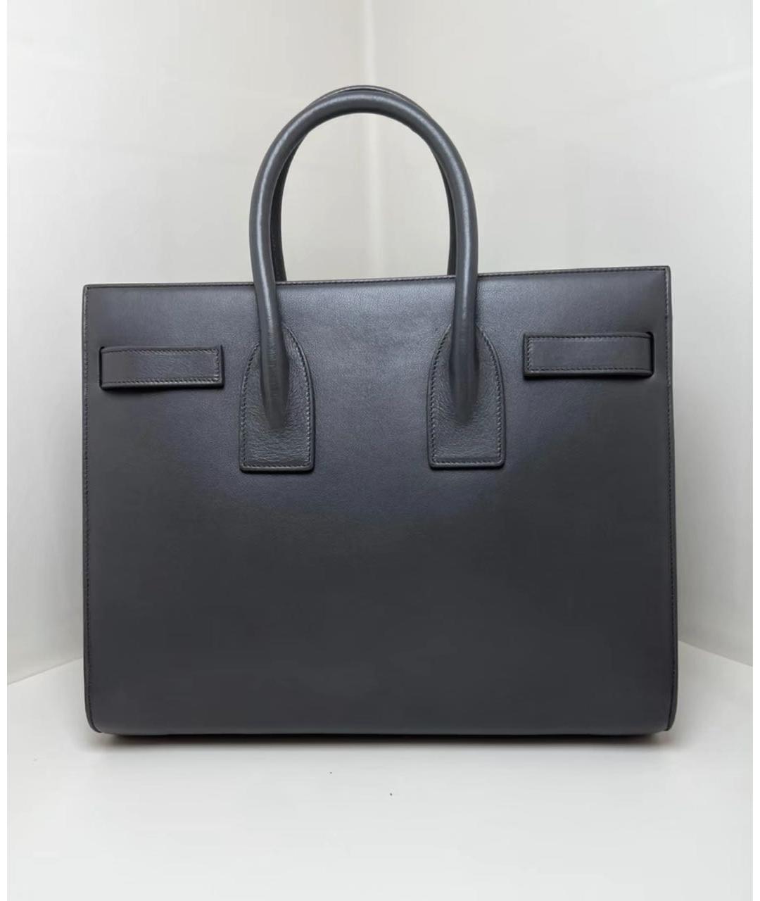 SAINT LAURENT Черная кожаная сумка с короткими ручками, фото 3
