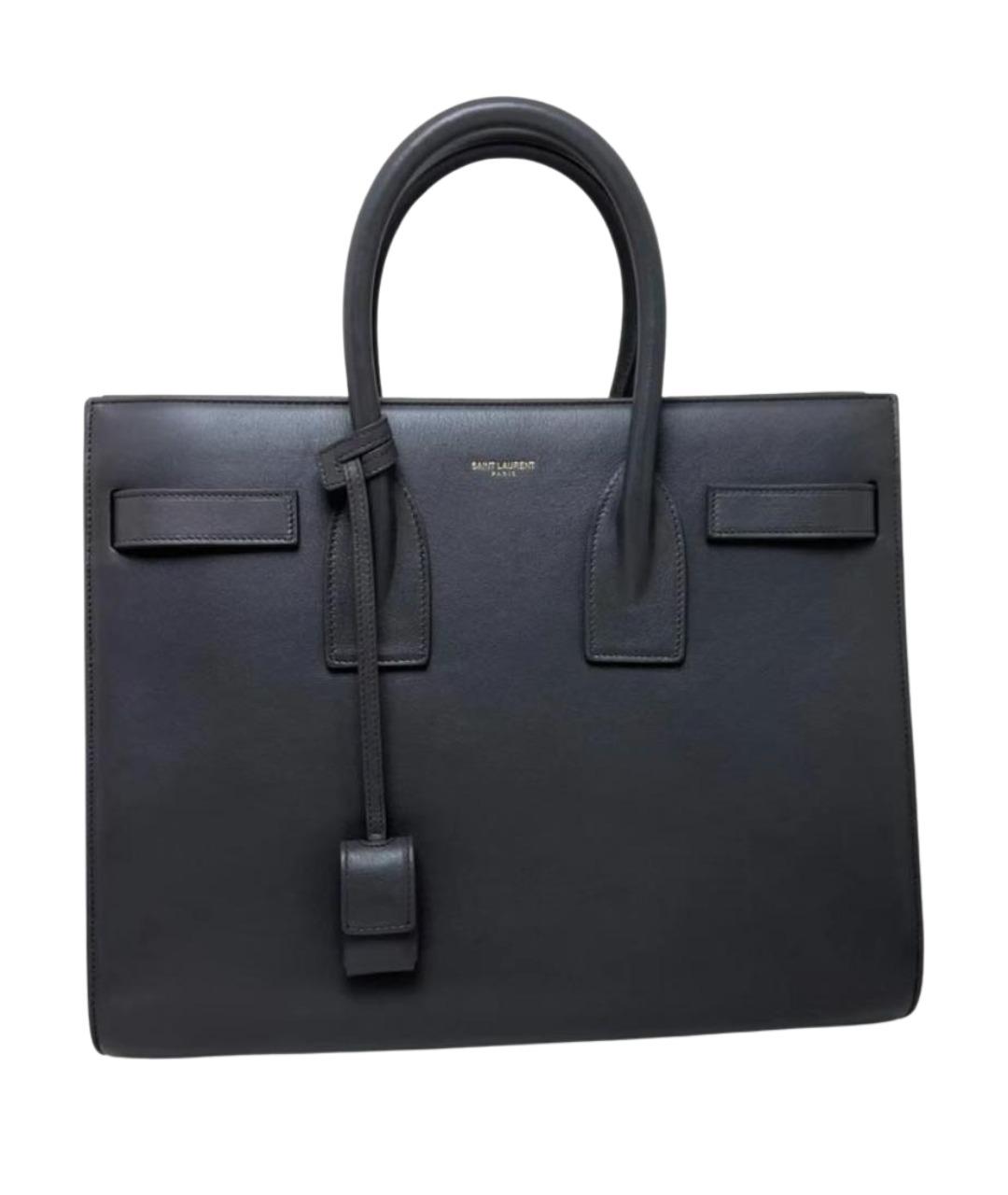 SAINT LAURENT Черная кожаная сумка с короткими ручками, фото 1