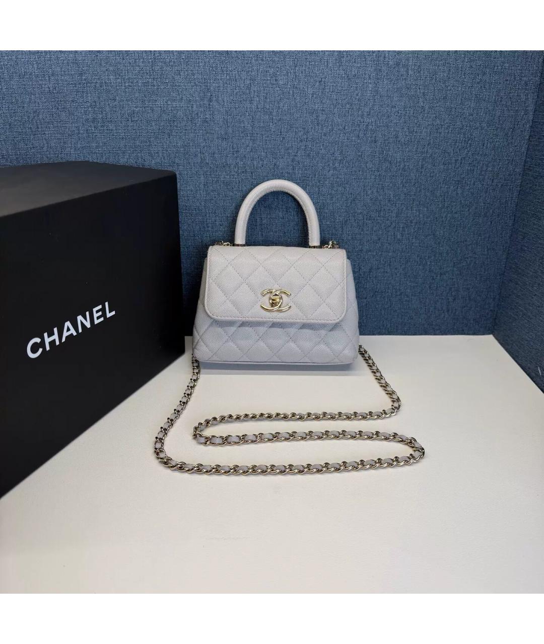 CHANEL Серая кожаная сумка через плечо, фото 8