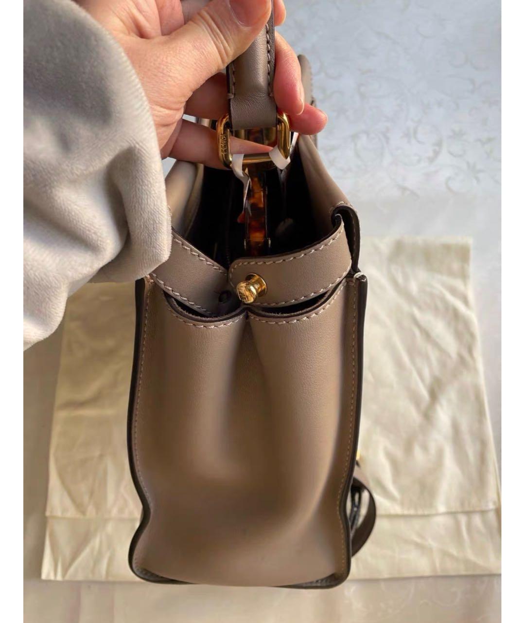 FENDI Бежевая кожаная сумка тоут, фото 5
