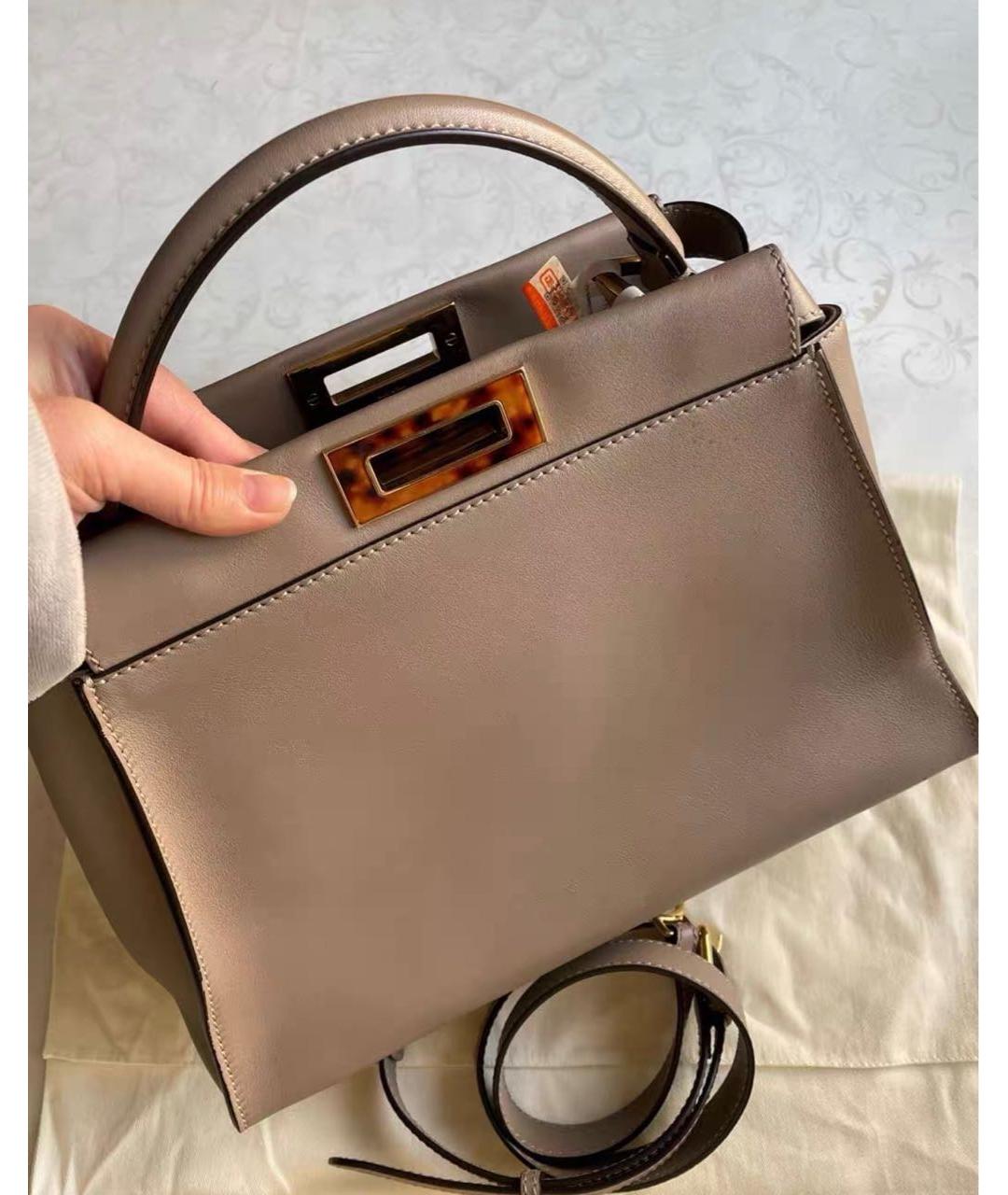 FENDI Бежевая кожаная сумка тоут, фото 3
